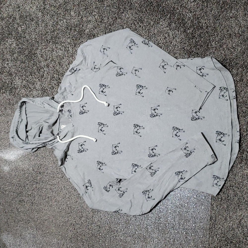 AlphaBeta PitBull Print Lightweight Gray Pullover Hoodie Size Medium